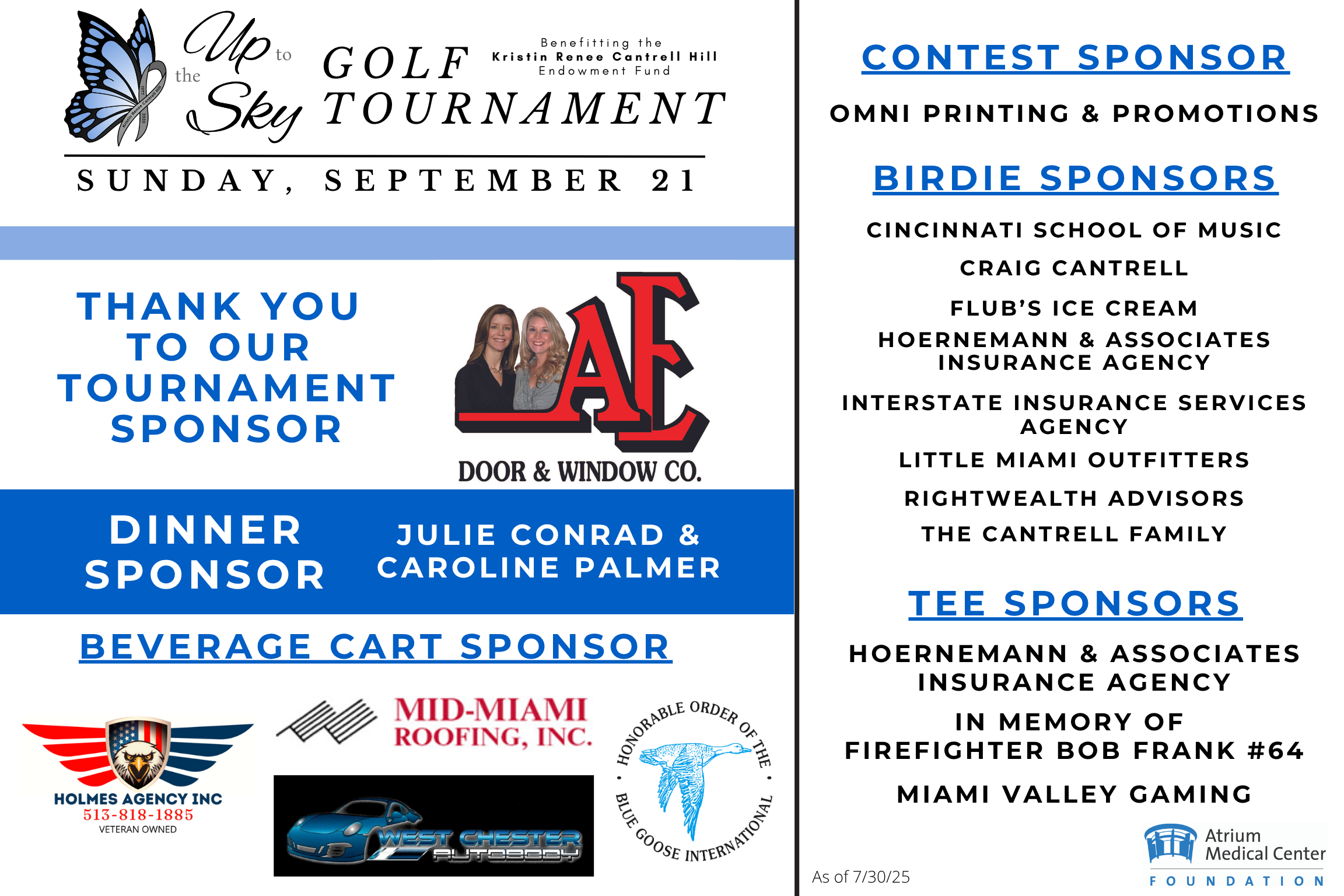 Golf Tournament Sunday, September 21, 2025.